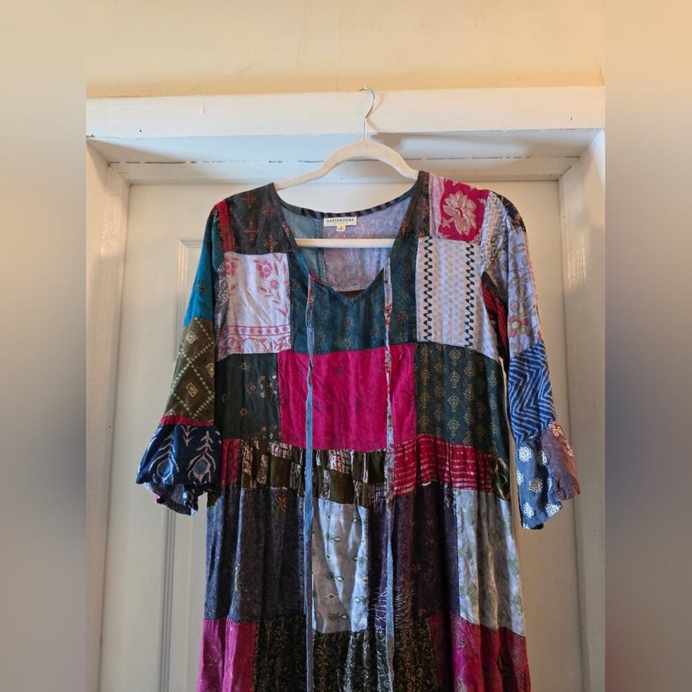 Patchwork Tiered Maxi Dress Multicolor Hippie Boh… - image 5